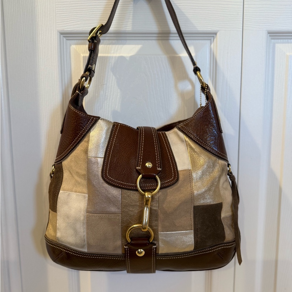 Coach Patchwork Leather & Suede Shoulder Bag - image 1